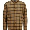Schlussverkauf 🎁 Jack & Jones Langarmhemd »JACK & JONES Herren Flanell-Hemd Karo-Hemd Jan 👚 Shirt Longsleeve Freizeit-Hemd Hellbraun/Schwarz« ⌛