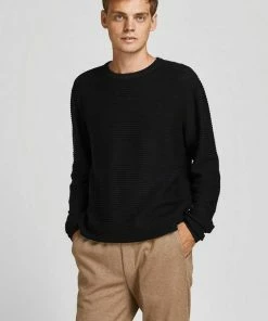 Coupon 🤩 Jack & Jones Rundhalspullover »IND KNIT CREW NECK« Navy, Port Royale Twisted with black 12190657, Schwarz, Wei&szlig; 🎁