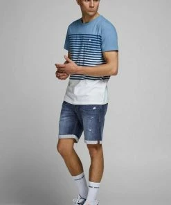 Aktion ✔️ Jack & Jones Bermudas »Rick« Blue Denim, Light Blue Denim, Black Denim, Light-blue-destroyed-Effekte ✨ -Offizieller Jones-Shop 157cfa49 97b9 5bc7 9737 7eea1d24fd7c