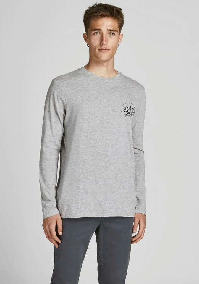 Auslauf 🧨 Jack & Jones Langarmshirt »KIMBEL TEE CREW NECK« Navy, Hellgrau-meliert, Weiß 💯 8 Auslauf 🧨 Jack & Jones Langarmshirt »KIMBEL TEE CREW NECK« Navy, Hellgrau-meliert, Weiß 💯 – Bild 8