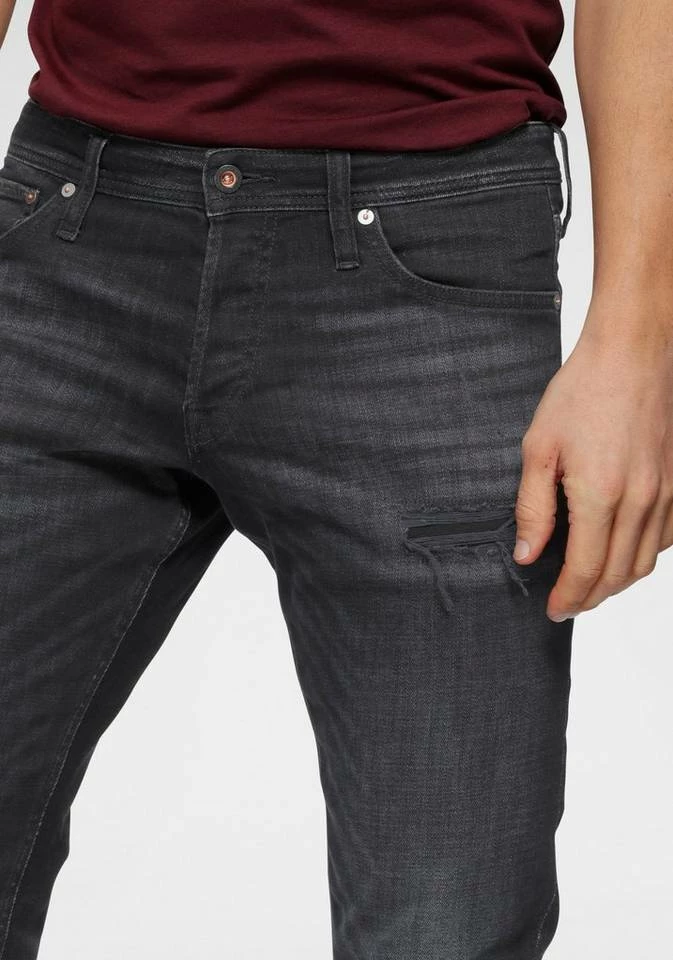 Brandneu 😀 Jack & Jones Slim-fit-Jeans »TIM JJORIGINAL« Black-denim, Blue-destroyed-Effekte, Dark-blue 🛒 4 Brandneu 😀 Jack & Jones Slim-fit-Jeans »TIM JJORIGINAL« Black-denim, Blue-destroyed-Effekte, Dark-blue 🛒 – Bild 4