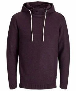 Rabatt ⭐ Jack & Jones Rundhalspullover »JACK & JONES Herren Strick-Hoodie Winter-Pullover Reris Knit Hood Pulli Bordeaux« 🔔
