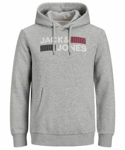 Top 10 🧨 Jack & Jones Kapuzensweatshirt »Übergrößen Jack & Jones Hoodie grau melange cooler Logoprint« 🥰