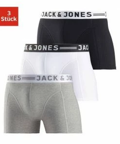 Neu ✨ Jack & Jones Boxer »Sense Trunks« (3 Stück) Schwarz | weiß | grau-meliert, White, Black, Schwarz 🥰