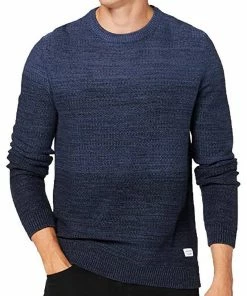 Billig ❤️ Jack & Jones Rundhalspullover »JACK & JONES Herren Baumwoll-Pullover Egraham Knit Crew Strick-Pulli Dunkelblau« 🛒
