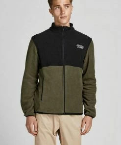 Angebote ⭐ Jack & Jones Fleecejacke »HYPE FLEECE« Schwarz, Olivgrün-schwarz, Navy-schwarz 🔔