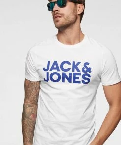 Coupon 🎉 Jack & Jones T-Shirt »CORP LOGO TEE« mit Logoprint Olivgrün, Dunkelblau, Hawthorne Rose, Weiß ✨