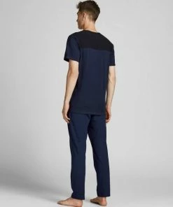 Budget 🔔 Jack & Jones Pyjama »SMITH kurzes 👕 Shirt + lange Hose« (2 tlg) aus reiner Baumwolle Asphalt, Navy Blazer ✔️ -Offizieller Jones-Shop 32d3c439 871a 4ed7 b113 ee95d5f01e21