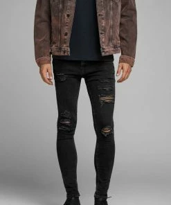 Auslauf 🛒 Jack & Jones Skinny-fit-Jeans »Liam« Black Denim, Blue-denim, Black-destroyed 🔥 -Offizieller Jones-Shop 37016485