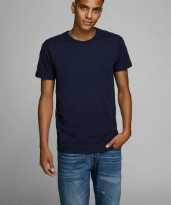 Brandneu 🧨 Jack & Jones T-Shirt »BASIC O-NECK TEE« Navy blue, Light grey melange, Optical white, Black 🎁