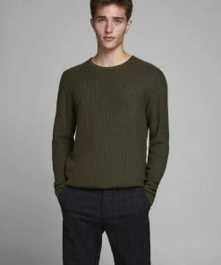 Großhandel 😍 Jack & Jones Rundhalspullover »Carlos« Weiß, Olivgrün, Iceberg Green, Beige 😉