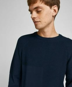 Am billigsten 🤩 Jack & Jones Rundhalspullover »Seth« Marine, Beige 😀