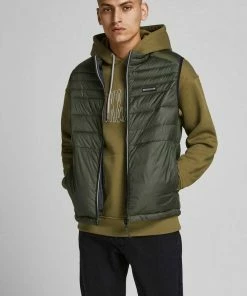 Neu 🤩 Jack & Jones Steppweste »ACE BODYWARMER COLLAR« Olivgrün, Navy, Schwarz, Rot 💯