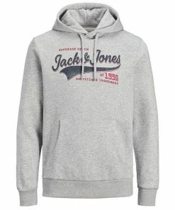 Schlussverkauf 🎁 Jack & Jones Kapuzensweatshirt »Große Größen Jack & Jones Hoodie hellgrau melange Logoprint« 💯