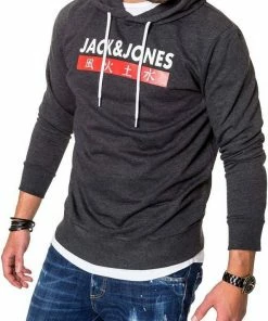 Neu ✔️ Jack & Jones Kapuzensweatshirt »JORELEMENTS« mit Logoprint Blau, Dunkelgrau, Weinrot, Weiß ⌛