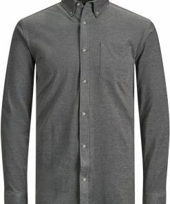 Auslauf ⭐ Jack & Jones Langarmhemd »PIQUE MELANGE 👕 SHIRT« bis Größe 6XL Navy, Hellgrau-meliert 🌟 -Offizieller Jones-Shop 535aecf1 3a03 5eda a639 f54320f11c1b