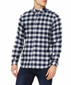 Bestes Angebot ✔️ Jack & Jones Langarmhemd »JACK & JONES Herren Karo-Hemd Flanell Langarm-Hemd Jan 👕 Shirt Longsleeve Freizeit-Hemd Blau/Weiß« 🔥