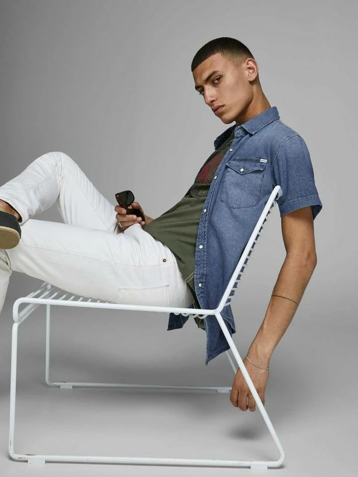 Neu 🌟 Jack & Jones Kurzarmhemd »SHERIDAN 👚 SHIRT« Mittelblau, Schwarz 🤩 8 Neu 🌟 Jack & Jones Kurzarmhemd »SHERIDAN 👚 SHIRT« Mittelblau, Schwarz 🤩 – Bild 8