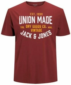 Auslauf ⌛ Jack & Jones Rundhalsshirt »Herren XXL T-Shirt braunrot bedruckt JCOBLUBOOSTER Jack&Jones« 🎁