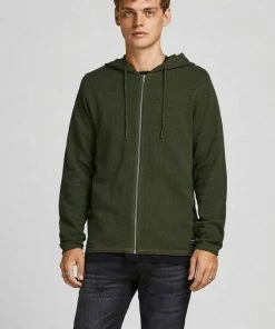 Großhandel 🎉 Jack & Jones Kapuzenstrickjacke »HILL KNIT CARDIGAN« Schwarz, Olivgrün, Navy, Dunkelgrau 🔥