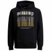 Schlussverkauf 🔥 Jack & Jones Kapuzensweatshirt »Große Größen Kapuzen-Sweatshirt bedruckt schwarz Jack&Jones JJCYBER« 🧨