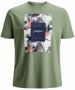 Rabatt 🌟 Jack & Jones Rundhalsshirt »Große Größen T-Shirt schilfgrün Floral-Print Jack & Jones« 🌟