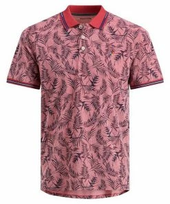 Auslauf 🔥 Jack & Jones Poloshirt »Große Größen Floralprint Poloshirt ziegelrot Jack & Jones« ✔️