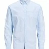 Budget 🔥 Jack & Jones Langarmhemd »JACK & JONES Herren Baumwoll-Hemd Button Down-Hemd Tape Detail 👚 Shirt Business-Hemd Hellblau« ❤️