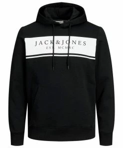 Top 10 🤩 Jack & Jones Kapuzensweatshirt »Übergrößen Jack & Jones Hoodie schwarz Blockstreifen Logo« 💯