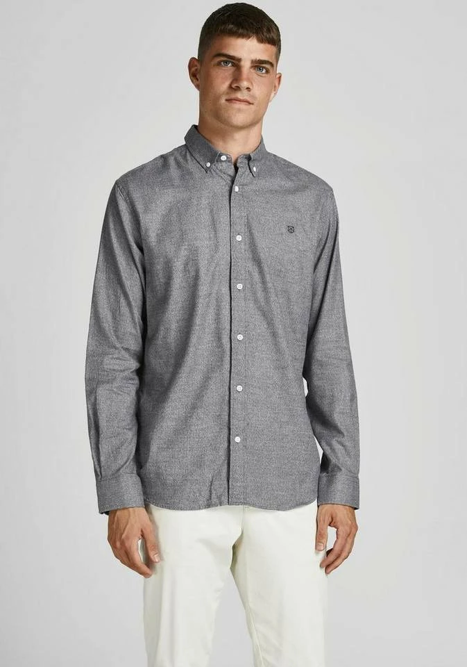 Bestes Angebot 🔥 Jack & Jones Langarmhemd »PERFECT TWIST 👚 SHIRT« Grau-meliert, Dunkelgrün, Navy ❤️ 1 Bestes Angebot 🔥 Jack & Jones Langarmhemd »PERFECT TWIST 👚 SHIRT« Grau-meliert, Dunkelgrün, Navy ❤️