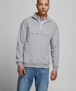 Besorgen 🔔 Jack & Jones Sweatshirt »JORCOPENHAGEN Half Zip« Grau, Navy 👏