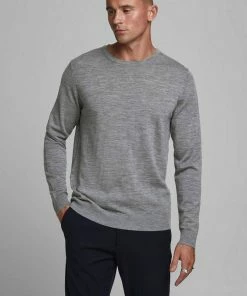 Schlussverkauf 🛒 Jack & Jones Rundhalspullover »MERINO KNIT« Grau-meliert, Schwarz, Beige, Dunkelblau-blau 😀