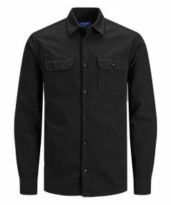 Großhandel 🤩 Jack & Jones Langarmhemd »JACK & JONES Herren Overshirt Hemd Redison aus BCI-Baumwolle Freizeit-Hemd Schwarz« 👏