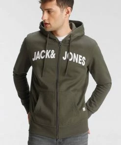 Blitzangebot 🌟 Jack & Jones Kapuzensweatjacke »NAVY SWEAT ZIP HOOD« Hellgrau-meliert, Bordeaux, Olivgr&uuml;n ✨