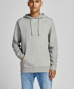 Rabatt 💯 Jack & Jones Kapuzensweatshirt »BASIC LOGO SWEAT HOOD« Schwarz, Navy, Golden Orange TONAL 12192215, Hellgrau-meliert 😀