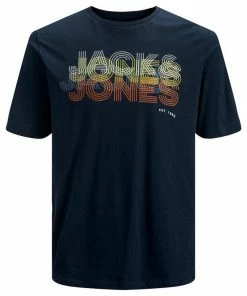 Rabatt ✨ Jack & Jones Rundhalsshirt »Herren Übergrößen T-Shirt navy Logo-Print JCOPOWER Jack&Jones« ✨