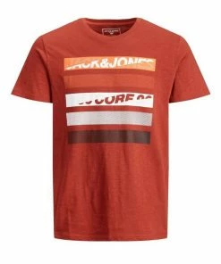 Auslauf 🎁 Jack & Jones T-Shirt »JCOSHAWN« (1-tlg) aus 100% Baumwolle Red Ochre (12185073), White (12185073) ❤️