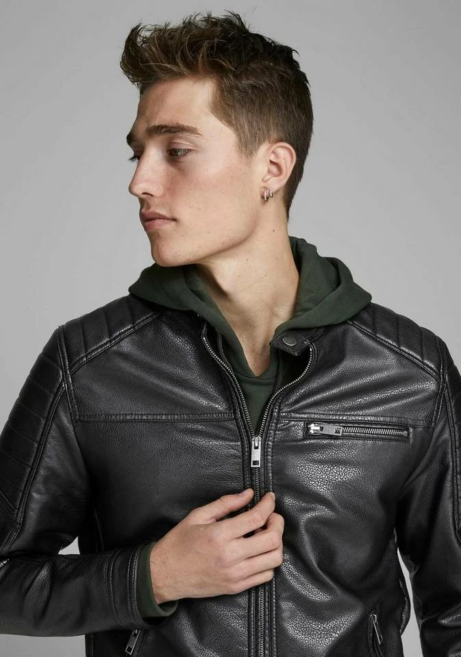 Blitzangebot 😉 Jack & Jones Bikerjacke »ROCKY JACKET« Offwhite, Black, Schwarz, Braun 🎁 3 Blitzangebot 😉 Jack & Jones Bikerjacke »ROCKY JACKET« Offwhite, Black, Schwarz, Braun 🎁 – Bild 3