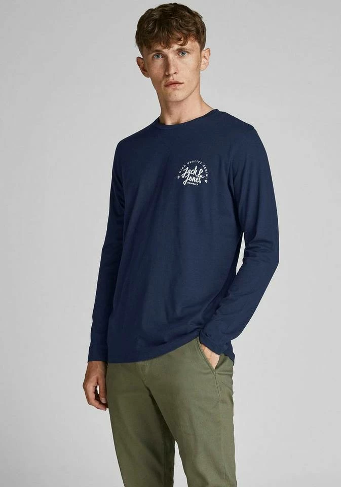 Auslauf 🧨 Jack & Jones Langarmshirt »KIMBEL TEE CREW NECK« Navy, Hellgrau-meliert, Weiß 💯 9 Auslauf 🧨 Jack & Jones Langarmshirt »KIMBEL TEE CREW NECK« Navy, Hellgrau-meliert, Weiß 💯 – Bild 9