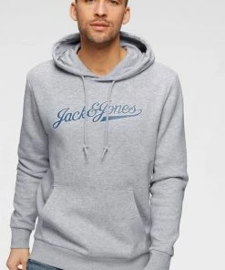 Aktion 🔔 Jack & Jones Kapuzensweatshirt »NIMBUS SWEAT HOOD« Hellgrau-meliert, Navy 👏