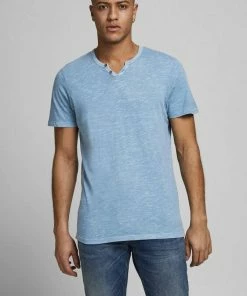 Top 10 💯 Jack & Jones T-Shirt »SPLIT NECK TEE« Cloud dancer, Bordeaux, Hellblau, Navy blazer ✔️