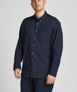 Auslauf ⭐ Jack & Jones Langarmhemd »PIQUE MELANGE 👕 SHIRT« bis Größe 6XL Navy, Hellgrau-meliert 🌟 -Offizieller Jones-Shop ca0b5ebe 1b29 5165 86e7 66f63c12db17