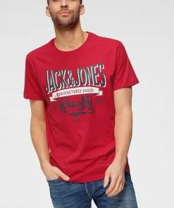 Angebote ✨ Jack & Jones T-Shirt »DENIM LOGO TEE« Navy, Rot 🧨