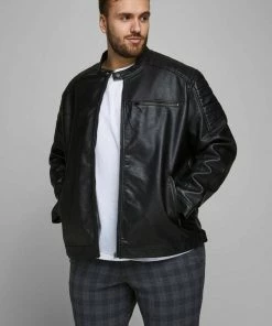 Auslauf 🌟 Jack & Jones Bikerjacke »ROCKY JACKET« bis Größe 6XL Schwarz, Cognac 🎁