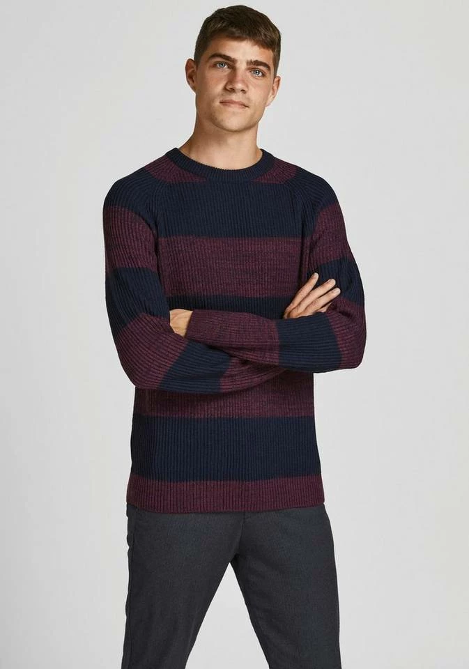 Blitzangebot 🥰 Jack & Jones Rundhalspullover »PANNEL STRIPE KNIT CREW NECK« Bordeaux, Olivgrün 👍 1 Blitzangebot 🥰 Jack & Jones Rundhalspullover »PANNEL STRIPE KNIT CREW NECK« Bordeaux, Olivgrün 👍