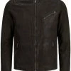 Billig 😍 Jack & Jones Lederjacke »JOEL LEATHER JACKET« Black, Braun, Hellbraun 🧨