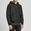 Billig 🥰 Jack & Jones Bomberjacke »FLYNN HODDED BOMBER« Schwarz, Olivgrün 👏