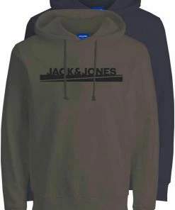 Am billigsten 😀 Jack & Jones Kapuzensweatshirt »RARRY SWEAT HOOD« (Packung, 2-tlg., 2er-Pack) Navy-olivgrün, Grau 😍