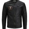 Rabatt ⌛ Jack & Jones Lederjacke »JACK & JONES Herren Leder-Jacke Biker-Jacke Richard Custom Echtleder-Jacke Schwarz« 😀