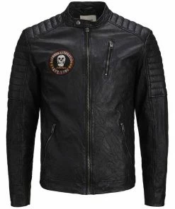 Rabatt ⌛ Jack & Jones Lederjacke »JACK & JONES Herren Leder-Jacke Biker-Jacke Richard Custom Echtleder-Jacke Schwarz« 😀